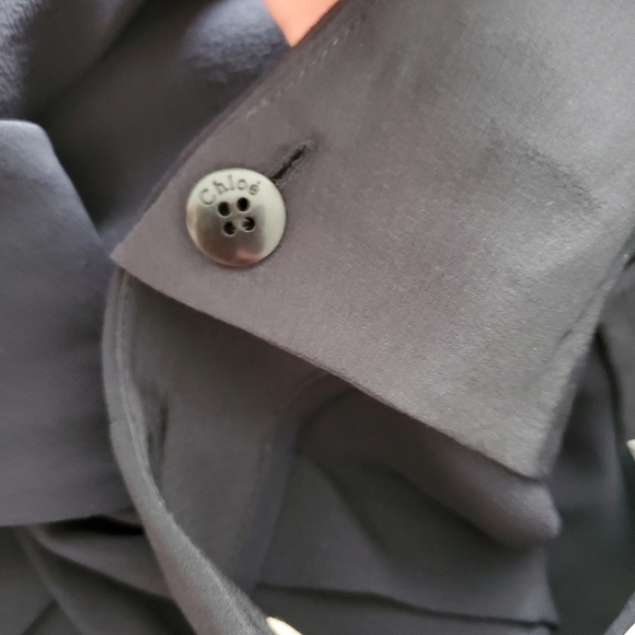 NEW Chloé Ruffled Silk Georgette Pants Navy Blue - Picture 8 of 8